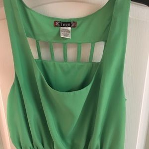Green high low tank dress
